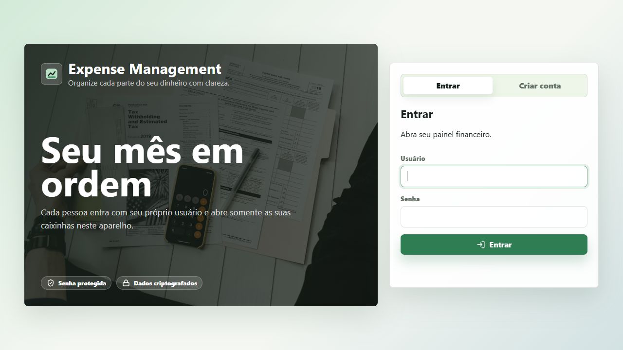 Tela de acesso da aplicação Caixinha Financeira